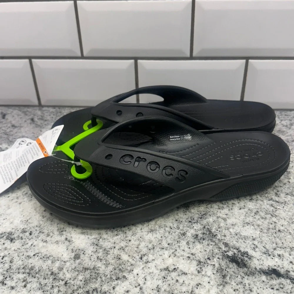 Crocs Womens 10 Baya II Flip Black Athletic Comfort Sandals 208192-001 Sporty‎